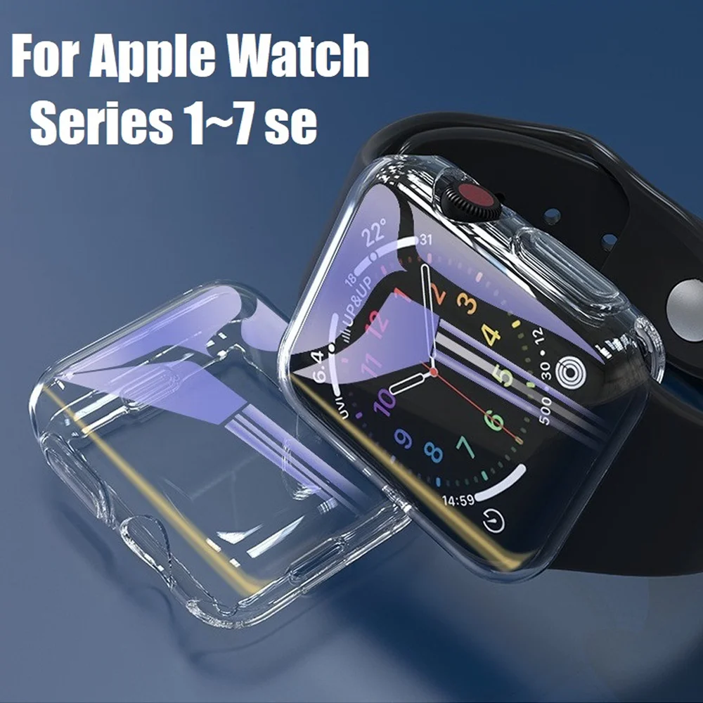 

Cover For Apple Watch Case 45mm 41mm 44MM 40MM 38mm 42mm TPU HD Screen Protector bumper accessories iWatch series 7 SE 6 5 4 3