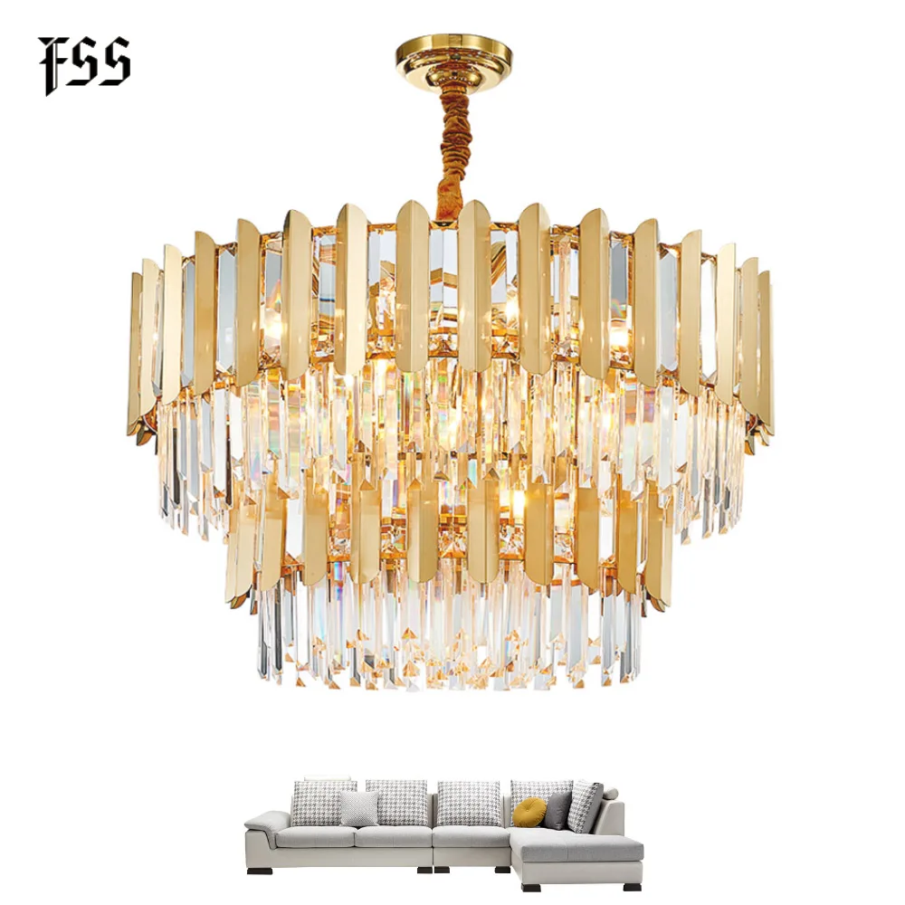Современная круглая хрустальная люстра Роскошная лампа для гостиной кухни