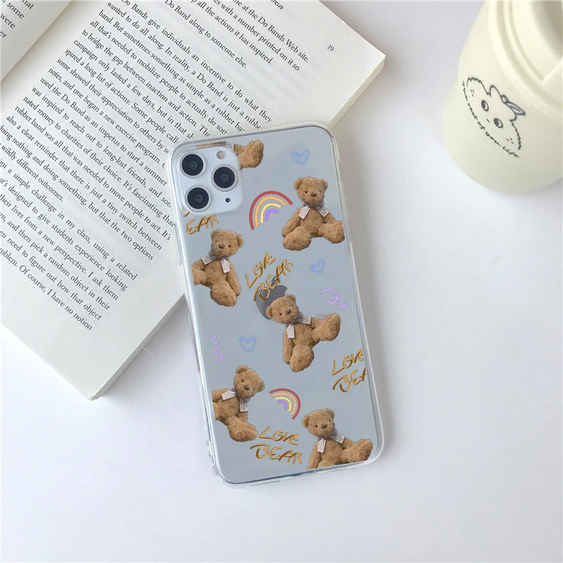 Милый мультяшный медведь чехол для телефона iphone SE 2 11 Pro Max 7 8 plus X XR XS Забавный