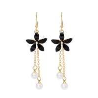 2021 new trendy earrings flower pearl earrings long tassel earrings korean fashion jewelry earrings for women