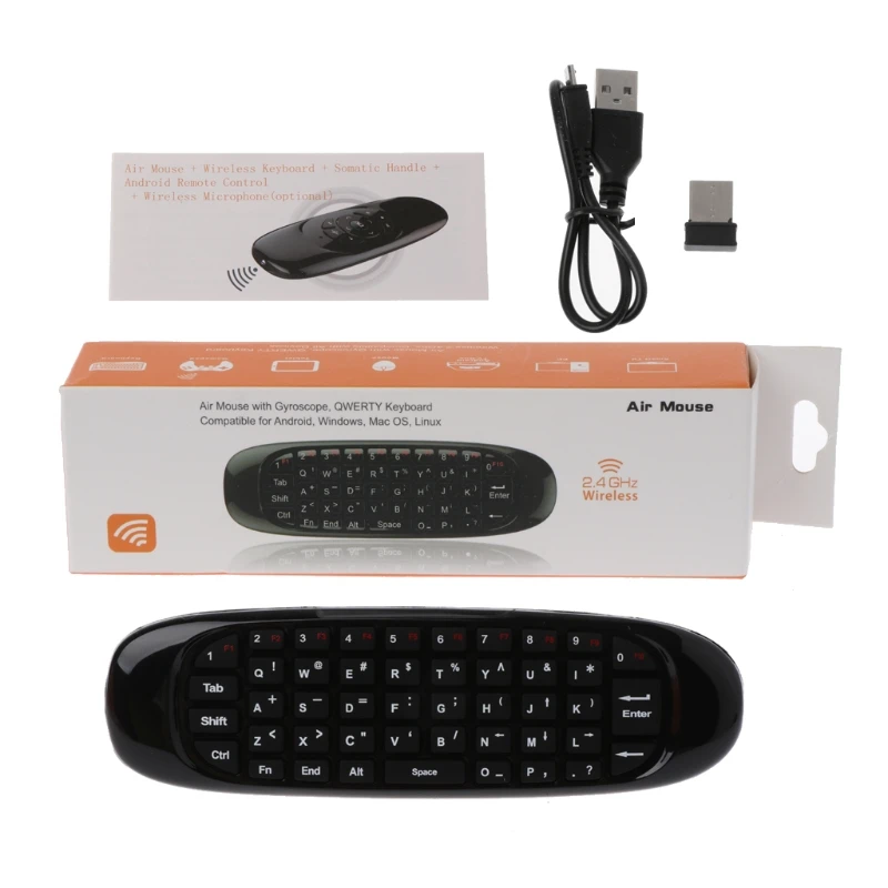 Беспроводная мини-клавиатура C120 Fly Air Mouse с микрофоном для голосового поиска 2 4 ГГц