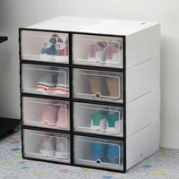 6pcs transparent shoe box storage shoe boxes thickened dustproof shoes organizer box can superimposed combination shoe cabinet