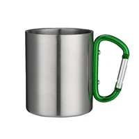 180ml outdoor stainless steel cup camping traveling outdoor cup aluminum alloy double walled stainless steel mug with carabiner