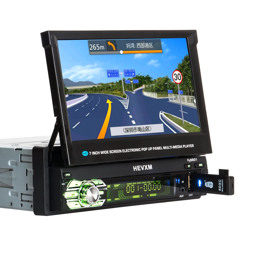 

one 1 Din Car Radio GPS Navigation Autoradio Bluetooth Multimedia MP5 Video Player 1din 7" HD Touch Screen AUX-IN FM/USB 9901