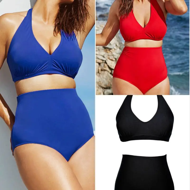 

Summer Women's Bikini Set Sexy Swimsuit Large Size High Waist Swimming Suit Two Pieces Swimwear Women Bikini Sets