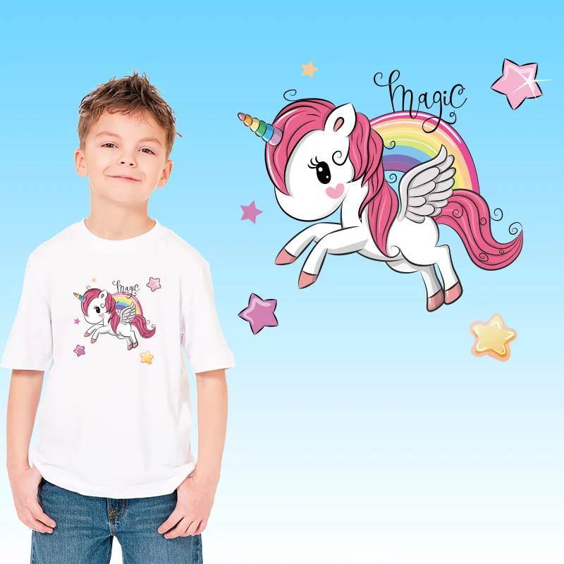 

Unicorn horse cartoon character star logo Thermal transfer printing Heat Transfer PVC Patch Ironing stickers Chest badges