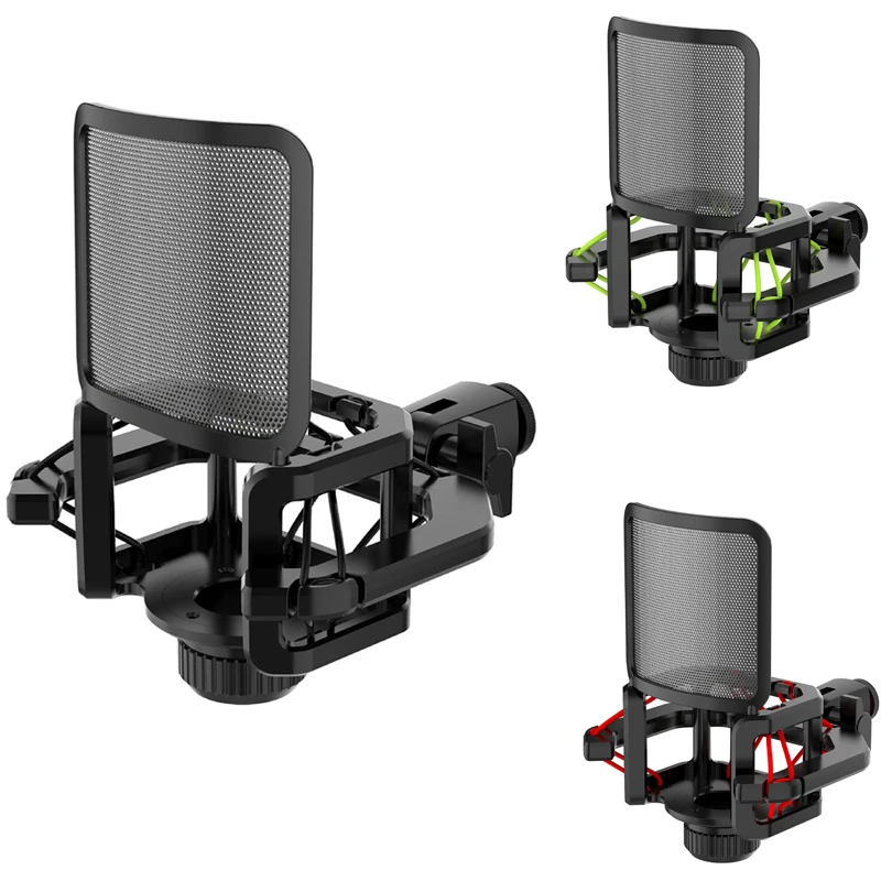 

Microphone Shock Mount with Microphone Filter Windscreen Reduce Noise Anti Vibration Screen Stable Easy Install
