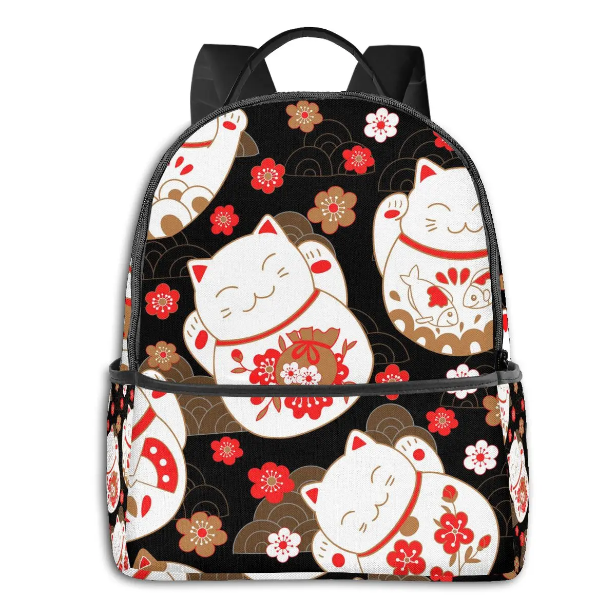 

Рюкзак для студентов с кошками, подвесками и цветами сакуры