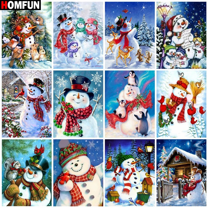 

HOMFUN Square Round Drill 5D Diamond Painting Environmental Crafts Full Diamond Embroidery "Snowman christmas" Home decor