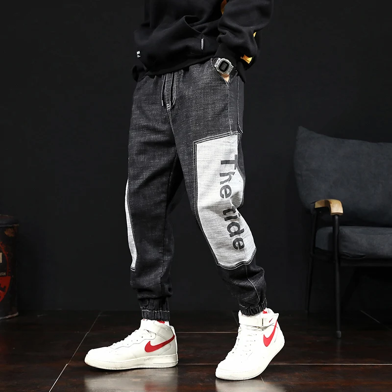 Джинсы-шаровары VOMINT штаны в стиле хип-хоп мужские свободные джоггеры с принтом