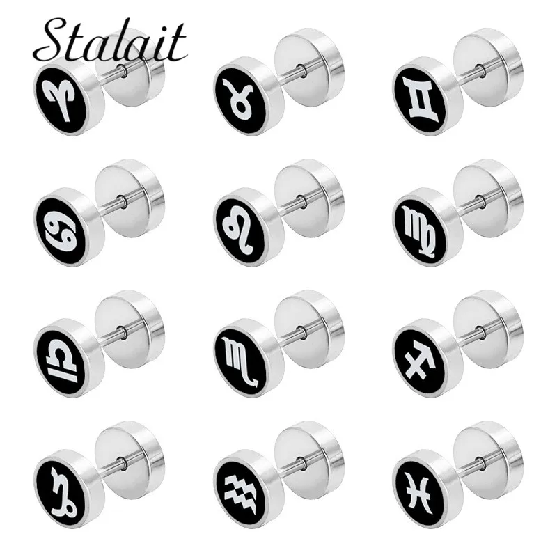 12 Constellation Stainless Steel Earrings Aries Taurus Gemini Cancer Leo Virgo Libra Scorpio Sagittarius Capricorn Aquarius