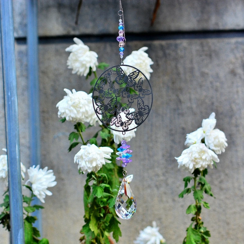 

KAINAI 2021 New Crystal Sun Catcher Rainbow Batch butterfly Hanging window decoration Crystal prisms ornament garden suncatcher