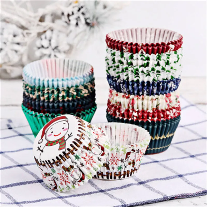 125Pcs Xmas Elk Muffin Cupcake Paper Cup For Christmas Party Caissette Cuisson Cases Liner Baking | Дом и сад