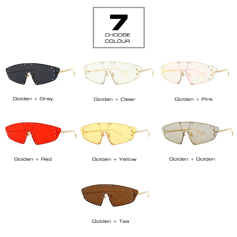 Женские и мужские цельные солнцезащитные очки SHAUNA зеркальные в оправе из сплава