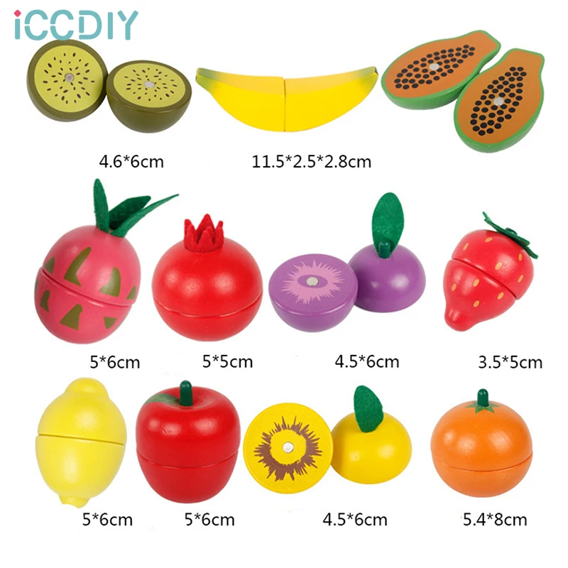 

Simulation Kitchen Pretend Toy Wooden Classic Game Montessori Educational Toy for Children Kids Gift Cutting Fruit Vegetable Set