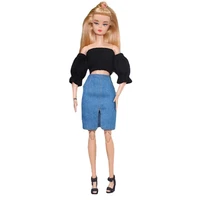 black shirt crop top jeans skirt 11 5 doll outfits for barbie clothes for barbie doll dress 16 bjd dolls accessories kids toys
