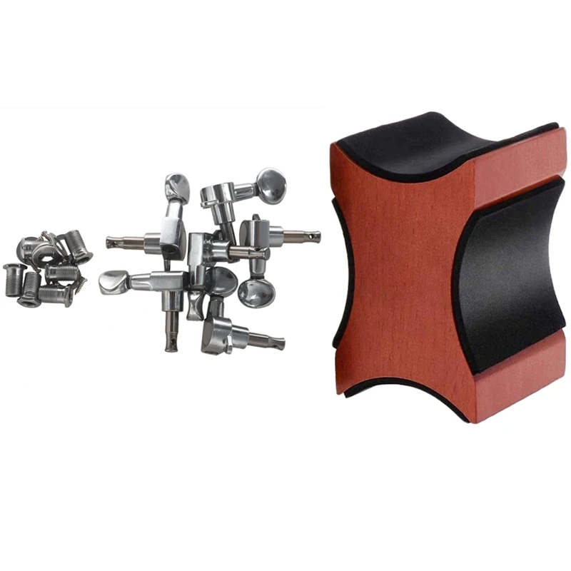 

1 Set Electric Guitar String Quasi-Stringter Silver 6 Right-Hand Tuner & 1 Pcs Bass Guitar Pillow For Changing Strings