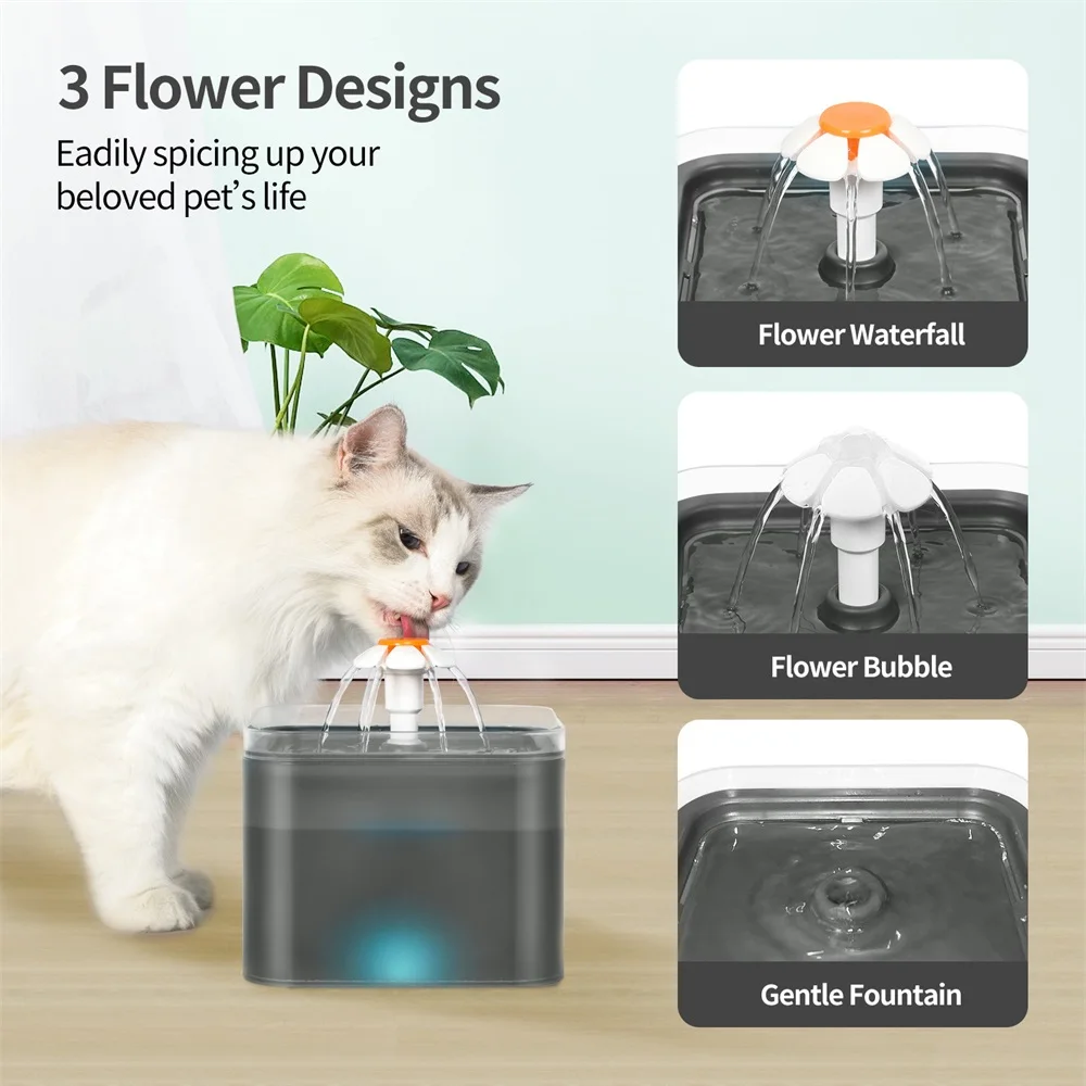 

Cat Fountain Water Automatic Cat Drinking Fountain LED USB Pet Water Dispenser with Recirculate Filter for Fresh Clean Water