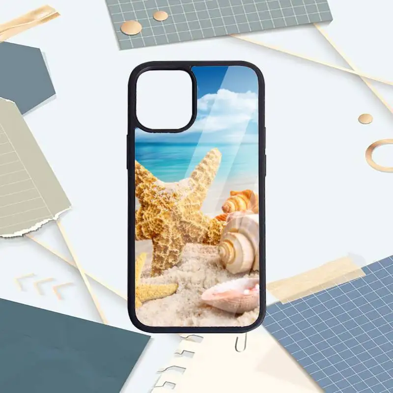 

shells and starfish beach sea Phone Case PC for iPhone 11 12 pro XS MAX 8 7 6 6S Plus X 5S SE 2020 XR Luxury brand shell funda