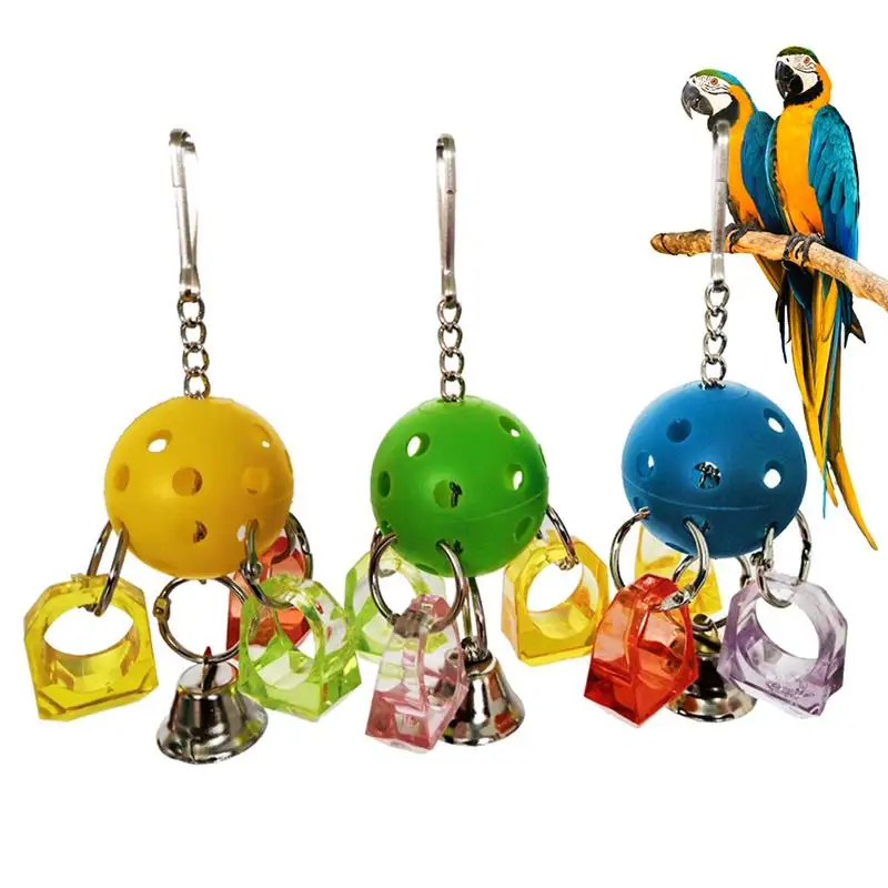 

Dorakitten 3Pcs Parrot Hanging Ball Toys Bite Resistant Ring Bird Bite Ball Parrot Hanging Toy Pet Supplies Random Color