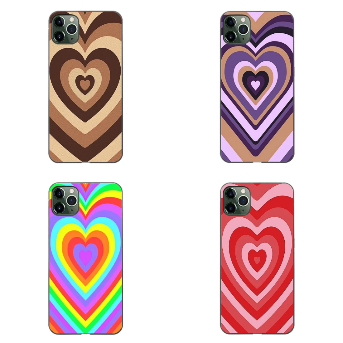 Чехол для телефона с изображением коричневых сердец Модный черный мягкий чехол