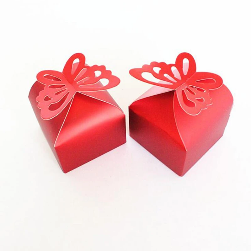 10 шт. лазерная резка бумага в форме бабочки подарок коробка сладостей складной