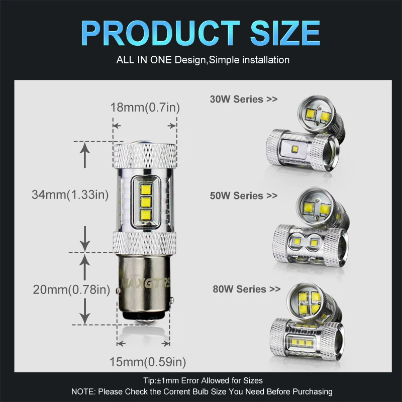 2x S25 1157 30 Вт 50 80 BAY15D Cree Chip XBD светодиодный светильник лампа P21/5 Автомобильный задний