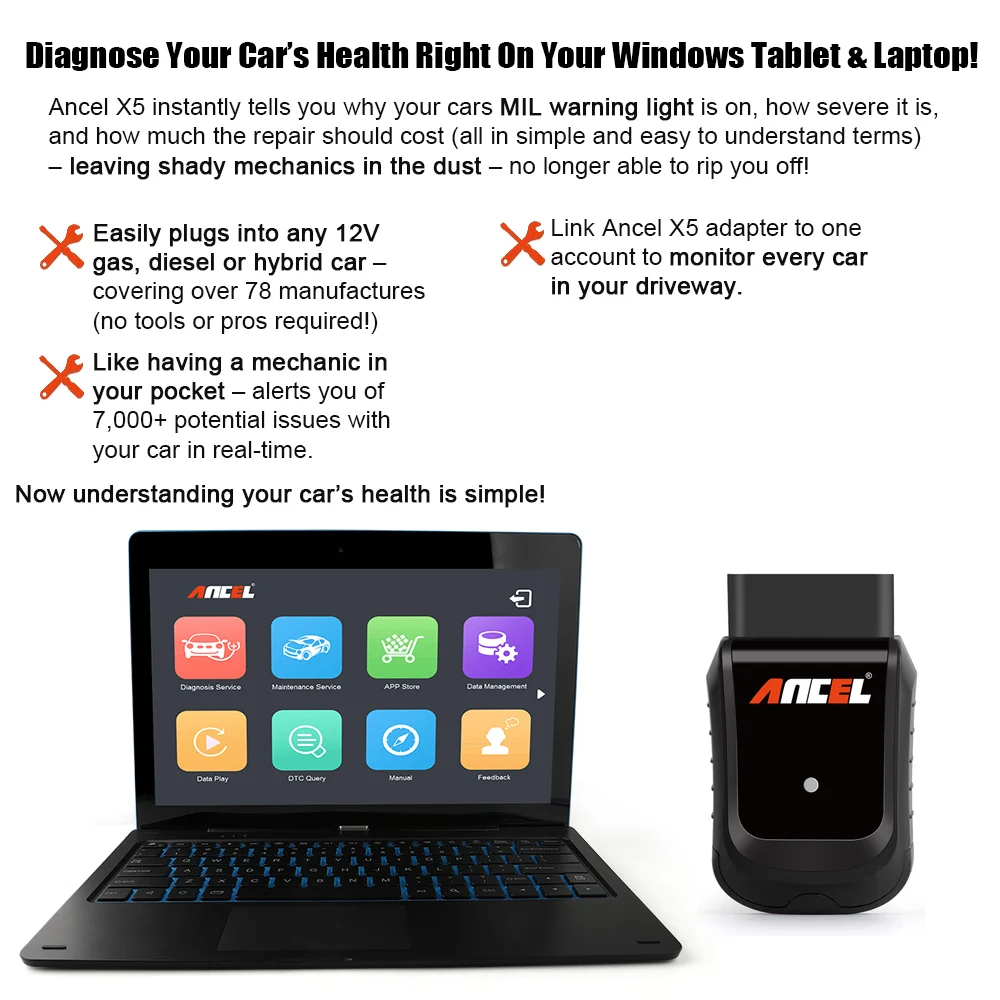 ANCEL X5 Plus WiFi автомобильный диагностический инструмент полная система OBD2 сканер ABS