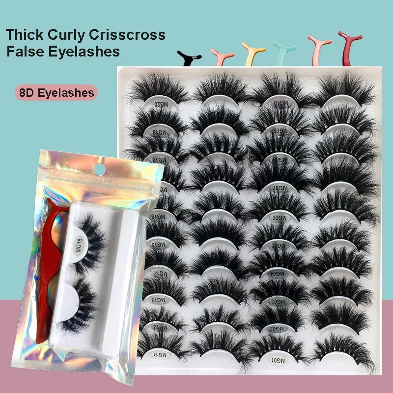 

Thick Natural Curly Crisscross False Eyelashes Tweezer Set Soft Light Handmade Multilayers 3D Fake Lashes 3Pcs/Lot Drop Shipping