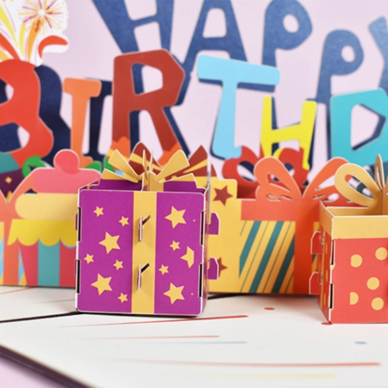 

Новинка 2021, Подарочная открытка на день рождения, 3D выдвижная поздравительная открытка на Рождество, свадьбу, вечеринку, юбилейные открытки...