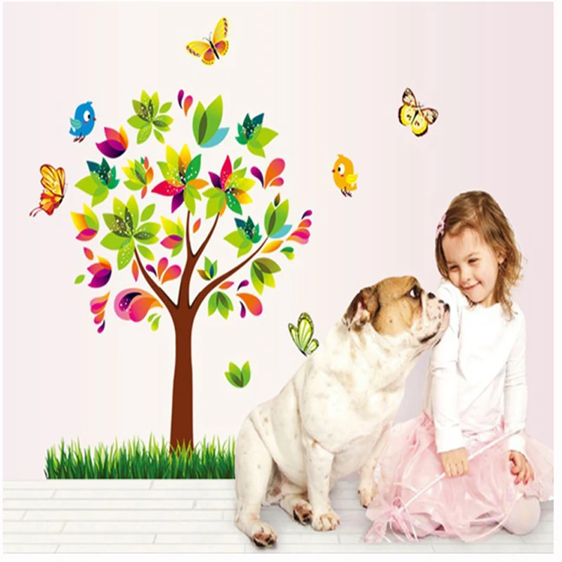 

Creative Colorful Trees Wall Sticker for Kids Room Nursery Decor Cartoon DIY Baby Mural Art Aesthetic Living Room Decor Poster