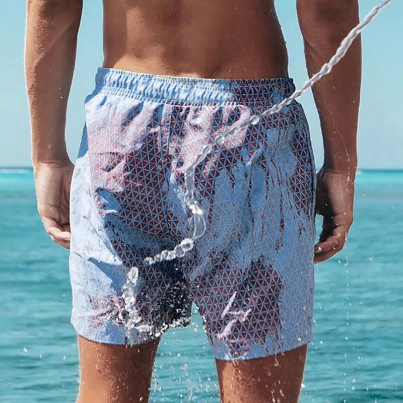 

Color-changing Beach Shorts Men Quick Dry Beach Swimwear Pants Swimming Surfing Board Shorts Warm Color Discoloration Shorts