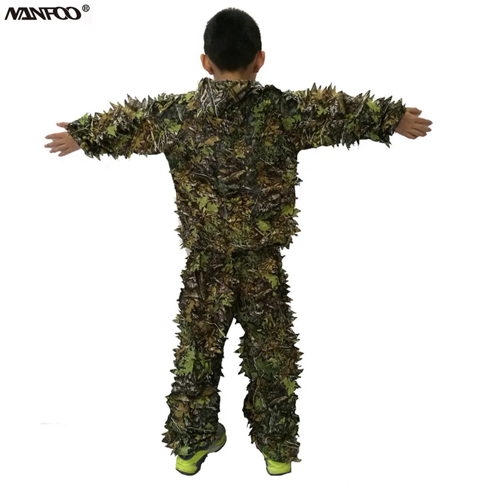Детский охотничий костюм с 3D принтом кленовых листьев износостойкий для