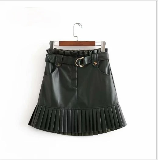 

Zoulv 2021 Spring Pleated Imitation Leather Mini-step Cake Skirt 2020 New Fashion Trend of Autumn Women's Wear Maxi Skirt
