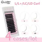 Накладные ресницы Qeelasee, 4 лотка LL +LCLD, изгиб, норка, черный материал, 8-15 мм, смешанный лоток L, изгиб
