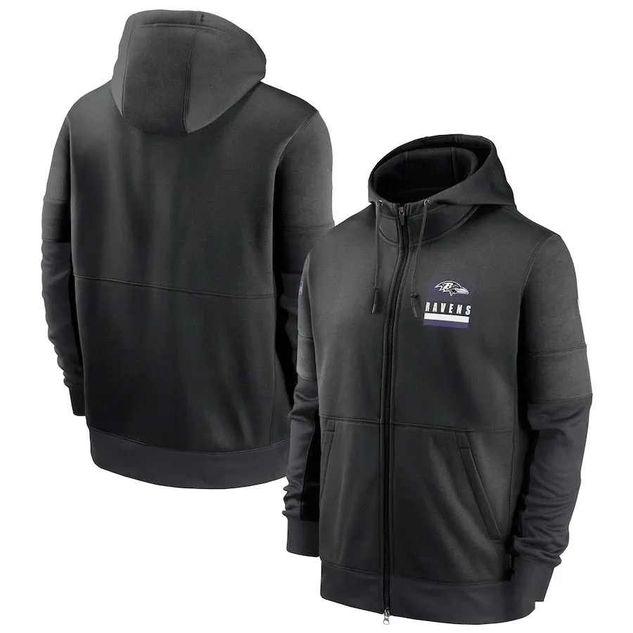 

Men's Baltimore Black Sideline Impact Lockup Performance Ravens Full-Zip Hoodie