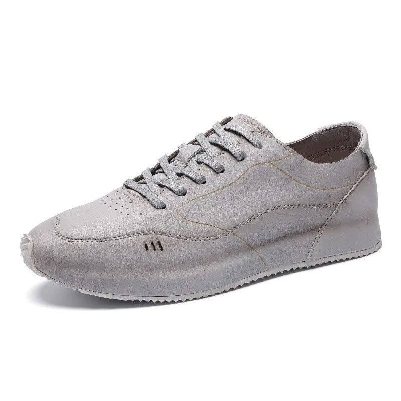 Men Casual Genuine Fashion Leather Lace Up Sneakers Vintage Joggers Trainers Footwear Male Comfortable Flats Athlete Shoes | Обувь