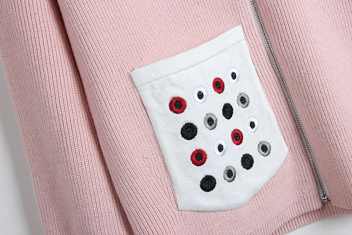 Женский кардиган на молнии Кардиган с длинным рукавом и карманами звезды высоким