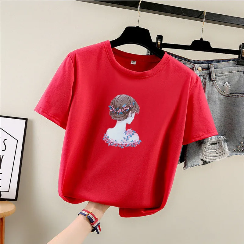 

Women T-Shirt White Casual O-Neck Short Sleeve T Shirts Tee Top Female