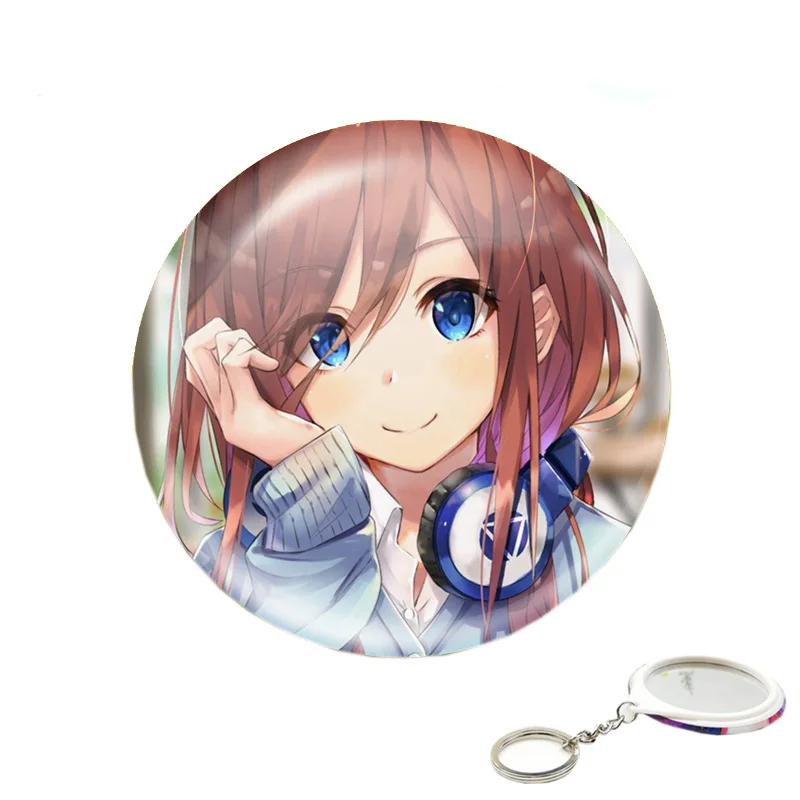 

Anime The Quintessential Quintuplets Nakano Miku Cartoon Keychain with Makeup Mirror for Cosplay Accessories or Collection
