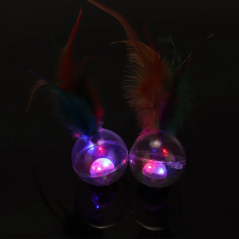 Кошка Собака интерактивное освещение мяч игрушки с пером мигающий шар игрушка