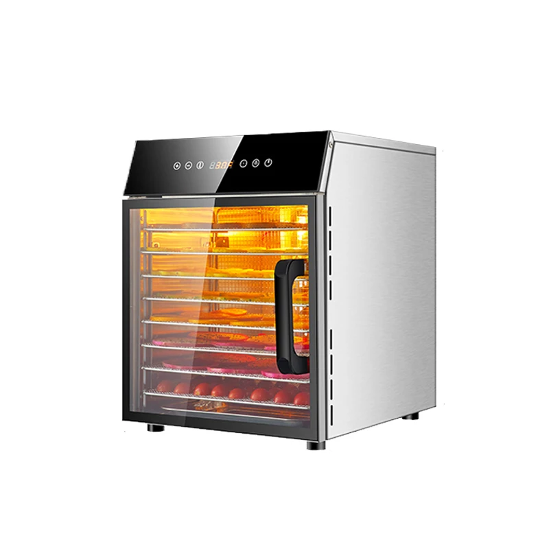 

Food Dehydration Dryer Dried Fruit Machine Household and Commercial Smart Touch 8-layer Capacity Visual Door Lighted