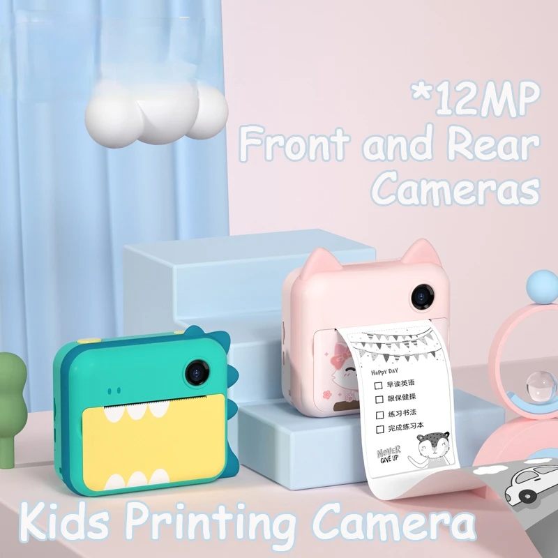 Kids Instant Camera Dinosaur Print Camera For Children HD Digital Camera For Kids Photo Camera For Girl Boy Toy Birthday Gift