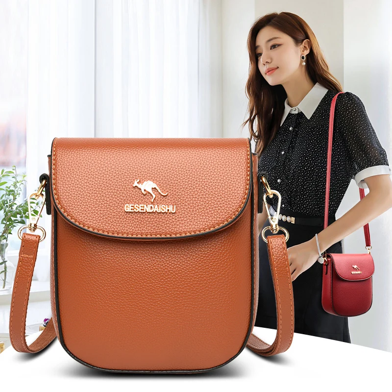 

Роскошные сумки на плечо из искусственной кожи для женщин, маленький мессенджер с клапаном, Повседневная простая однотонная дамская сумочк...