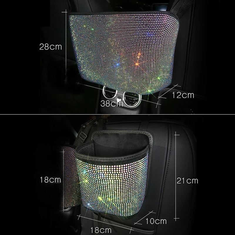

Diamond Rhinestone Car Storage Bag Hanging Automobile Organizer Seat Back Holder styling Stowing Tidying Car Interior Accessorie
