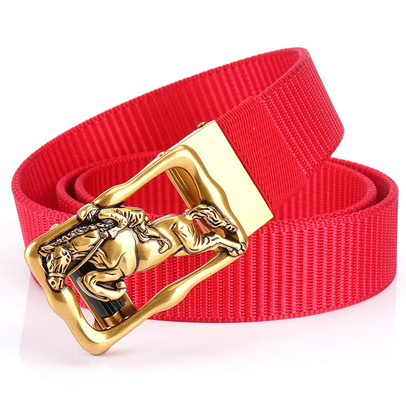 2022 New Red Canvas Belt Men's Fashion Hot Sale Unisex Belts Brown Green Cinturon 100cm-125cm