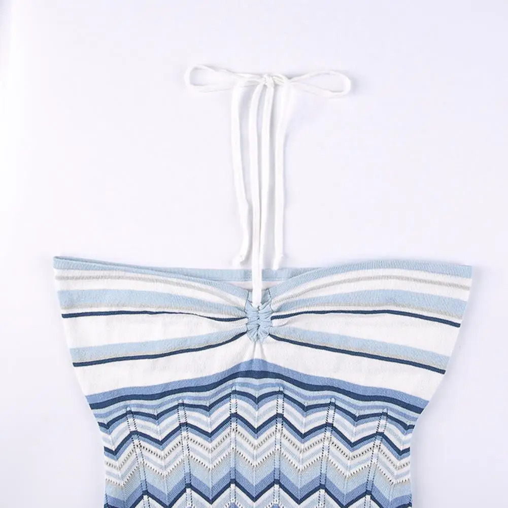 

Summer Ladies Dress striped tube top Wave Pattern Slim Sexy Women Halter Tube Top Dress Women Sexy tight-fitting Dress