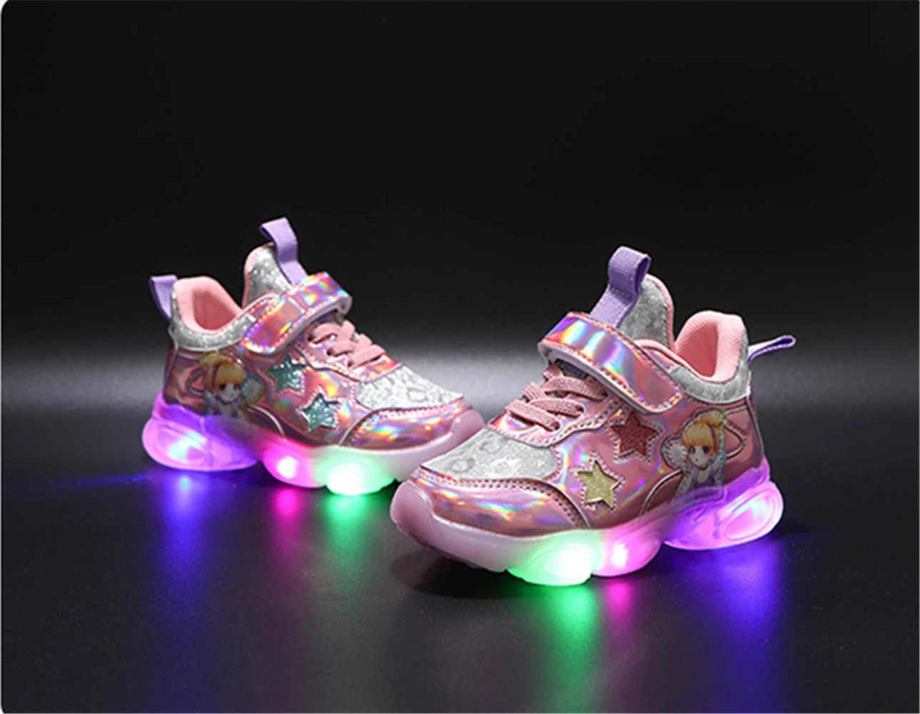 

2021 LED Light Up Children's Princess Shoes Boys And Girls Star Running Shoes Spring Autumn Luminous Sneakers tênis masculino