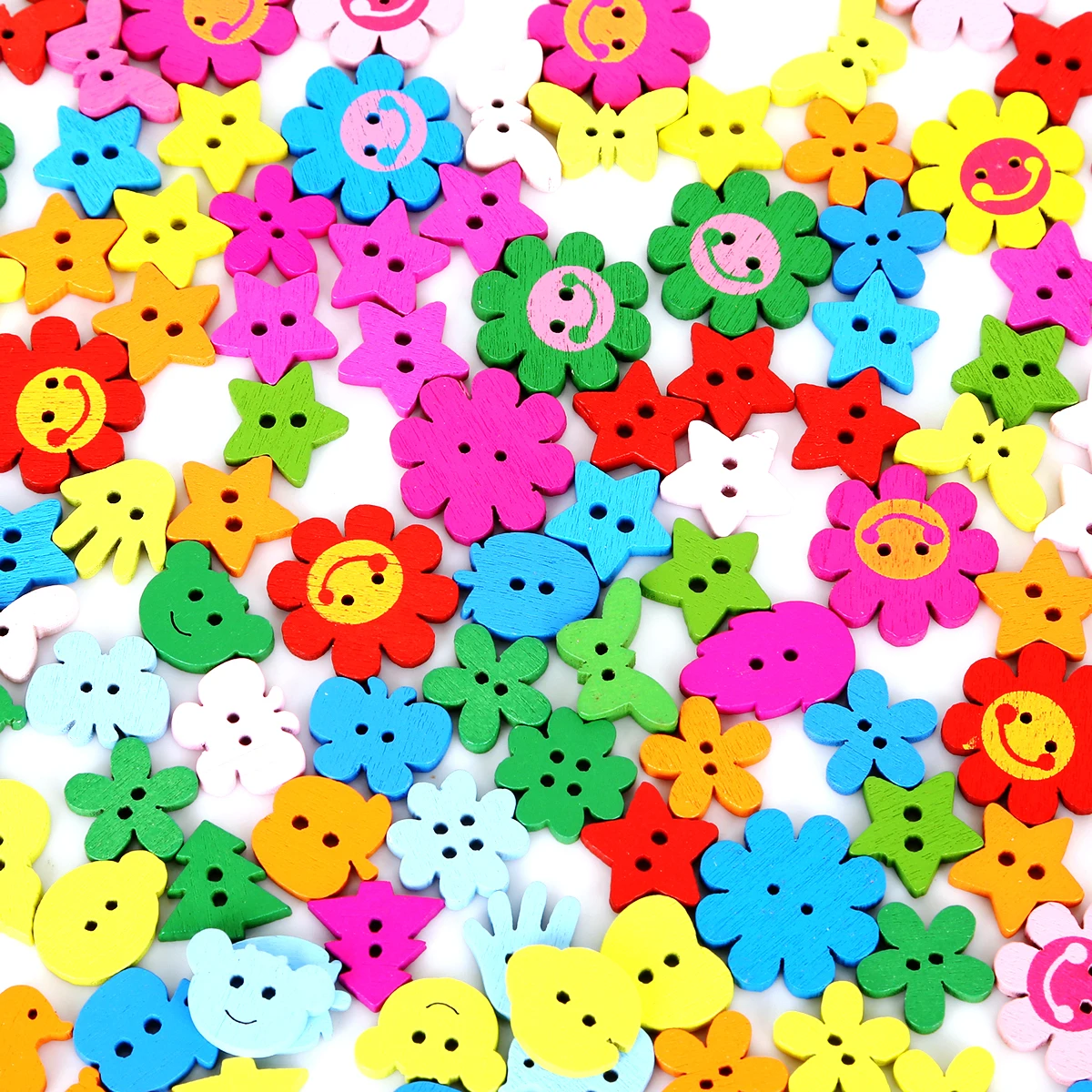 100 шт. деревянные пуговицы с двумя отверстиями в форме