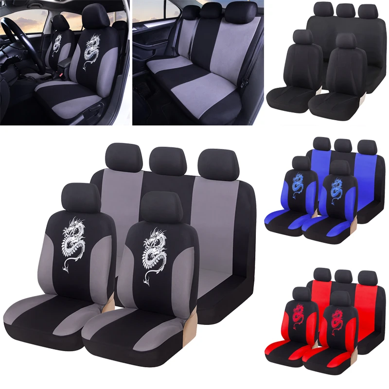 

Breathable Dragon Printed Car Seat Full Cover Set Rear Seat With Zipper Universal Covers Protector Washable For Citro_nC5,KIA